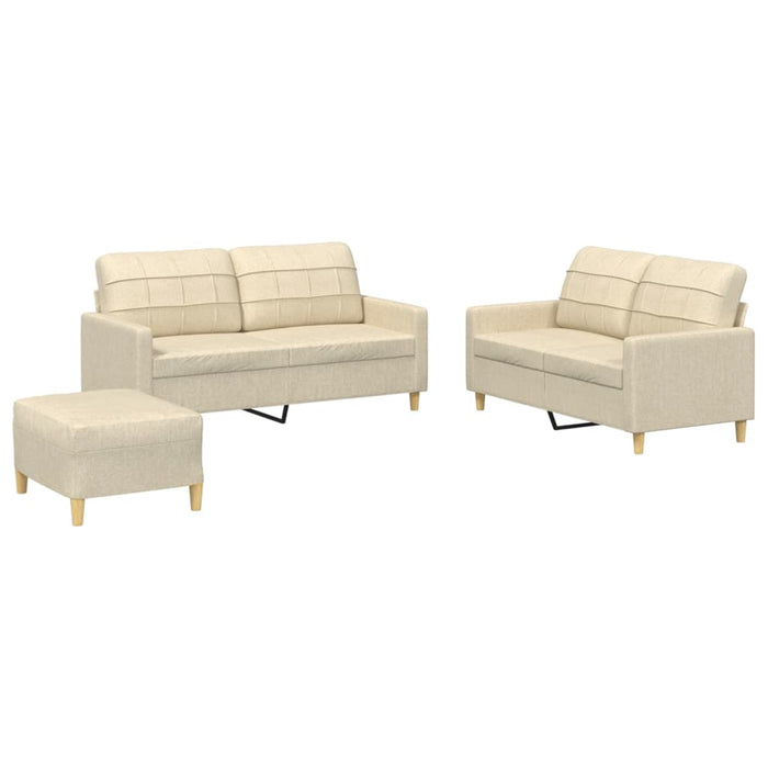 Set de canapele cu perne, 3 piese, crem, textil - WALTI WALTI