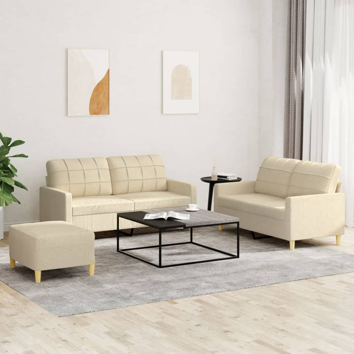 Set de canapele cu perne, 3 piese, crem, textil - WALTI WALTI