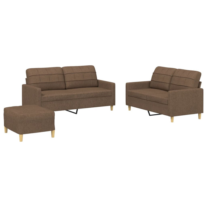 Set de canapele cu perne, 3 piese, maro, textil - WALTI WALTI