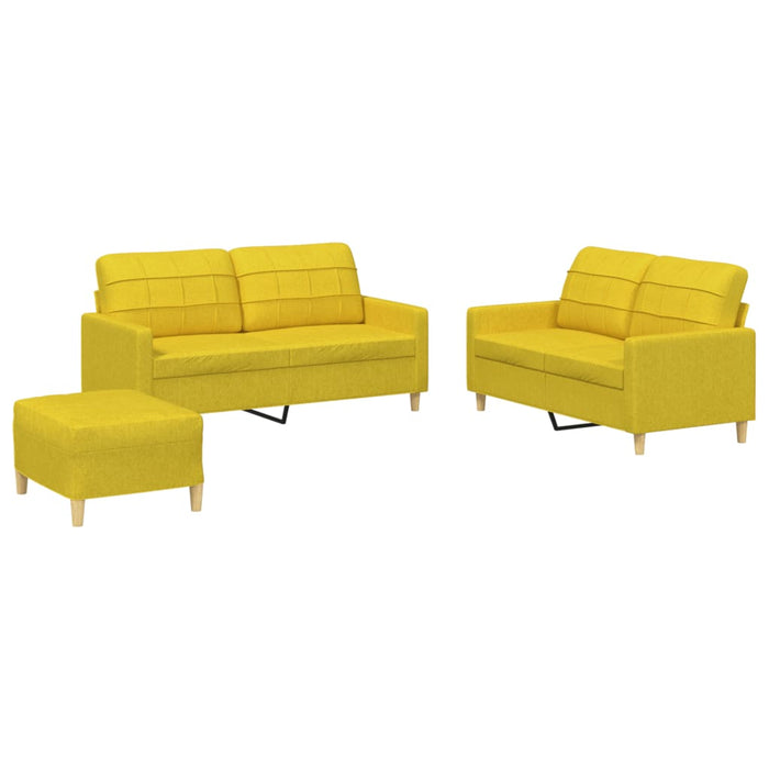 Set de canapele cu perne, 3 piese, galben deschis, textil - WALTI WALTI