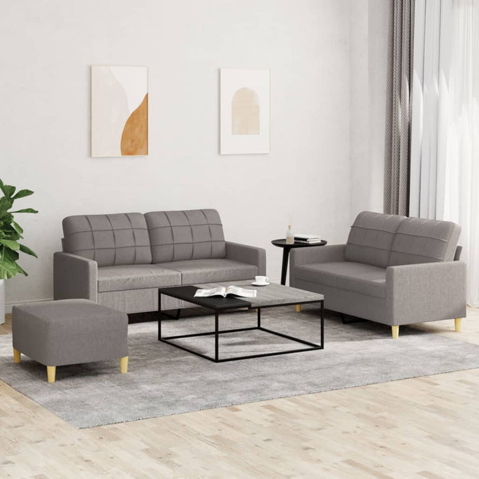 Set de canapea cu perne, 3 piese, gri taupe, material textil - WALTI WALTI