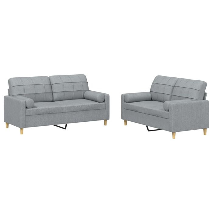 Set de canapele cu perne, 2 piese, gri deschis, material textil - WALTI WALTI