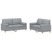 Set de canapele cu perne, 2 piese, gri deschis, material textil - WALTI WALTI