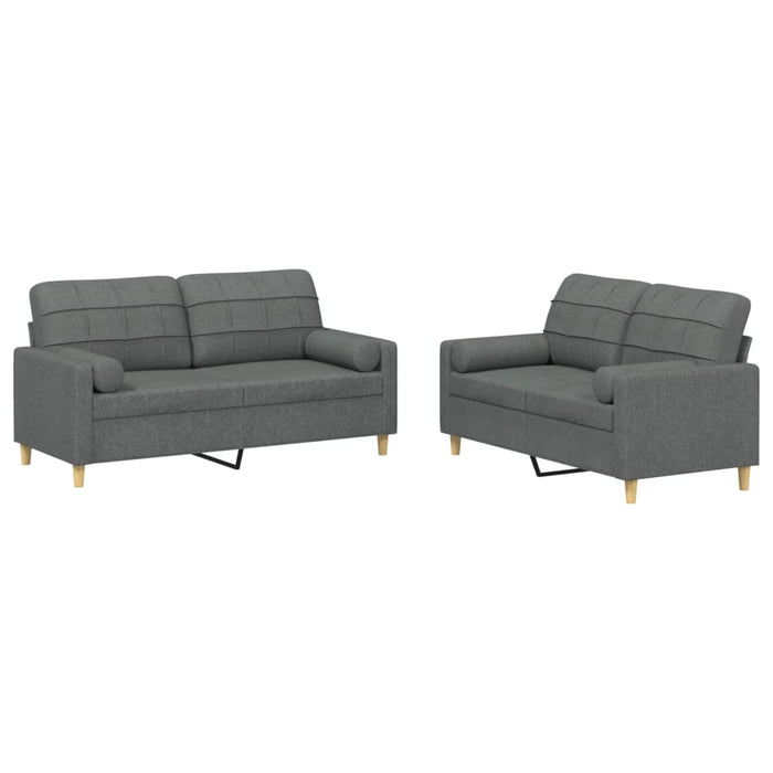 Set de canapele cu perne, 2 piese, gri închis, material textil - WALTI WALTI