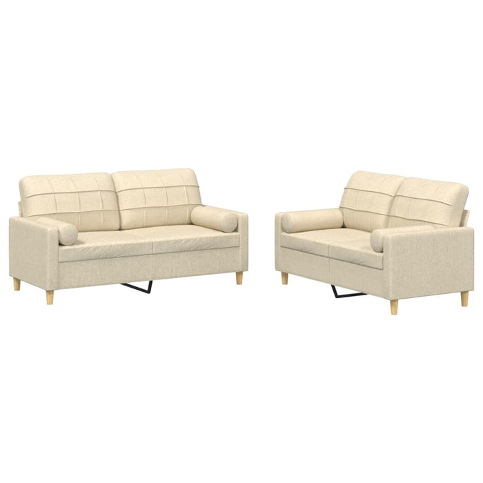 Set de canapele cu perne, 2 piese, crem, material textil - WALTI WALTI