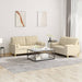 Set de canapele cu perne, 2 piese, crem, material textil - WALTI WALTI