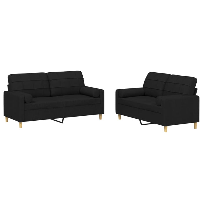 Set de canapele cu perne, 2 piese, negru, material textil - WALTI WALTI