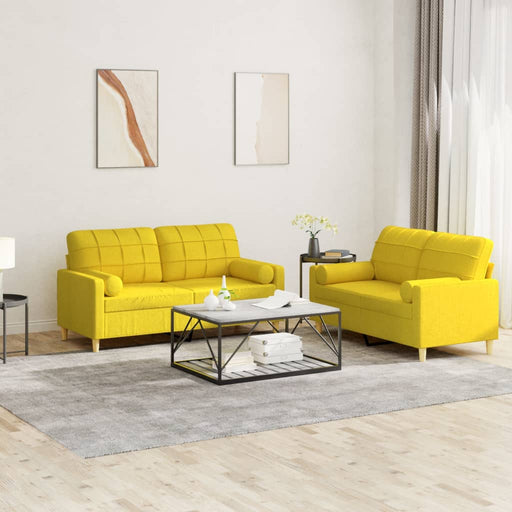 Set de canapele cu perne, 2 piese, galben deschis, textil - WALTI WALTI