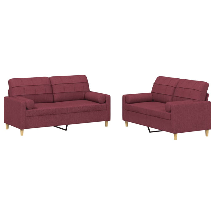 Set canapea cu perne, 2 piese, roșu vin, material textil WALTI