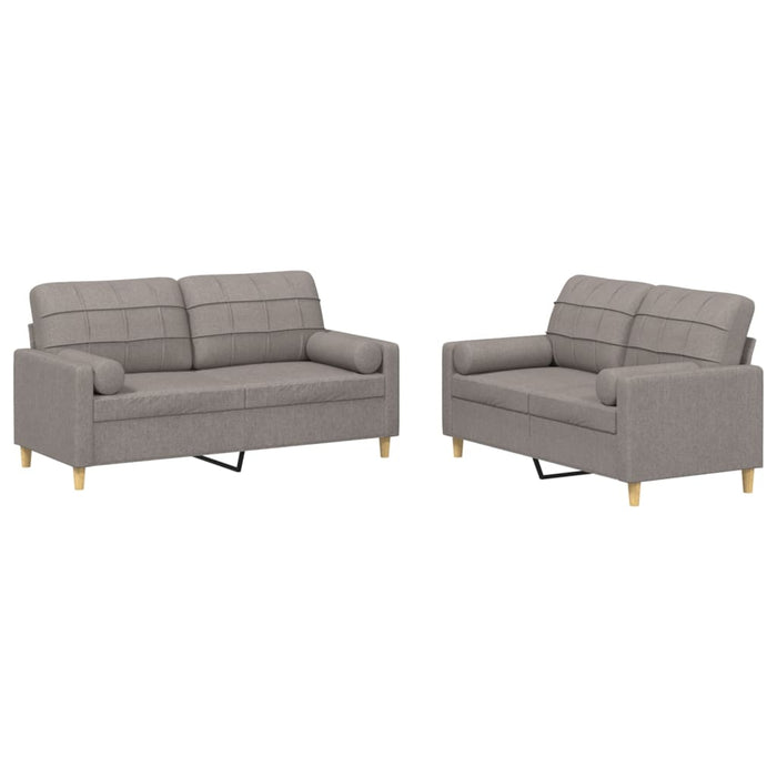 Set de canapele cu perne, 2 piese, gri taupe, textil - WALTI WALTI