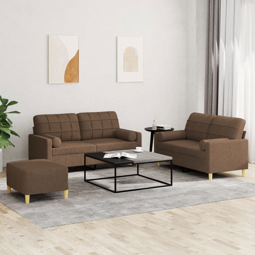 Set de canapele cu perne, 3 piese, maro, textil - WALTI WALTI