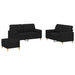 Set de canapele cu perne, 3 piese, negru, textil - WALTI WALTI