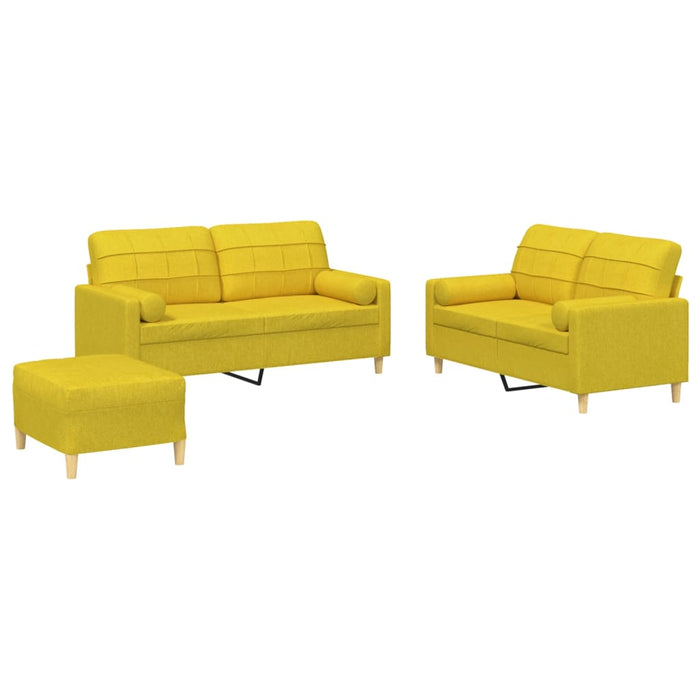 Set de canapele cu perne, 3 piese, galben deschis, textil - WALTI WALTI