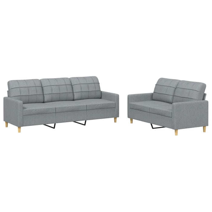Set de canapele cu perne, 2 piese, gri deschis, textil - WALTI WALTI