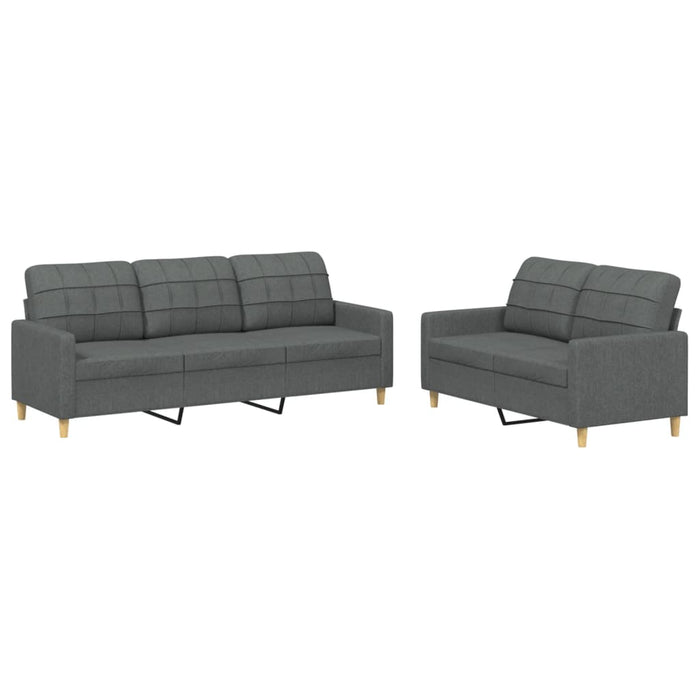 Set de canapele cu perne, 2 piese, gri închis, textil - WALTI WALTI