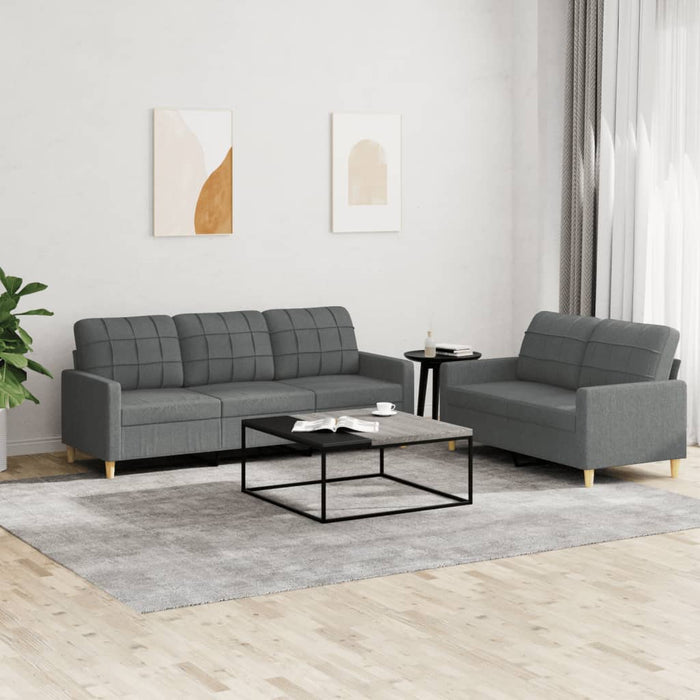 Set de canapele cu perne, 2 piese, gri închis, textil - WALTI WALTI