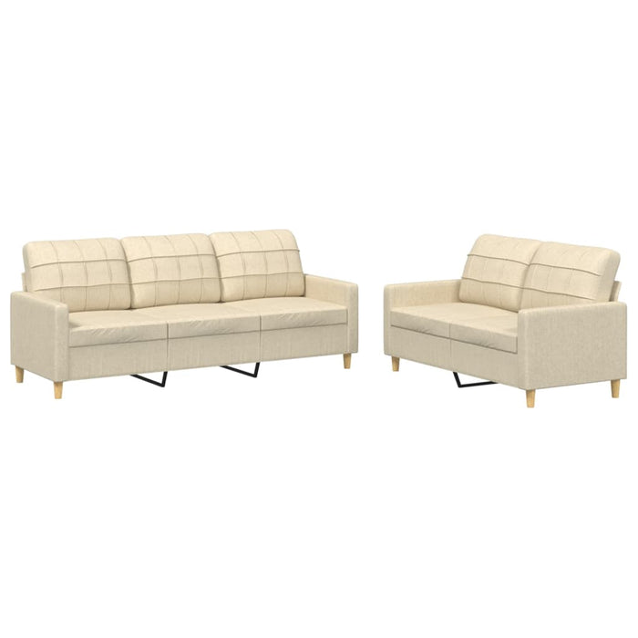 Set de canapele cu perne, 2 piese, crem, textil - WALTI WALTI