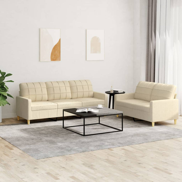 Set de canapele cu perne, 2 piese, crem, textil - WALTI WALTI
