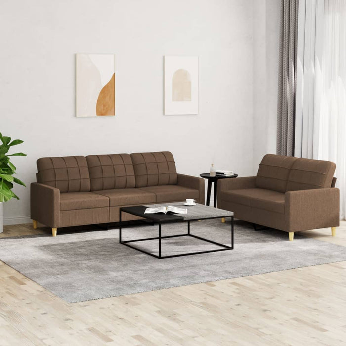 Set de canapele cu perne, 2 piese, maro, textil - WALTI WALTI