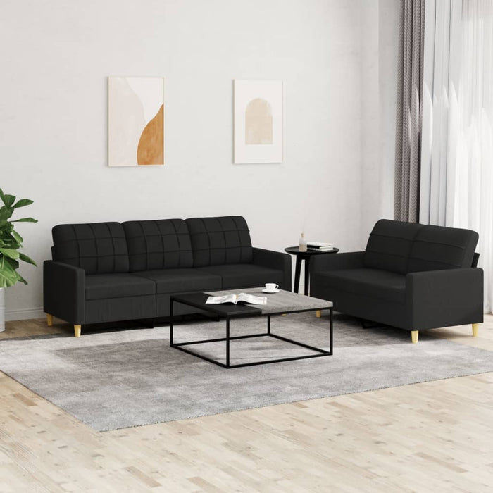 Set de canapele cu perne, 2 piese, negru, textil - WALTI WALTI