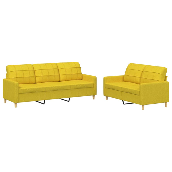 Set de canapele cu perne, 2 piese, galben deschis, textil - WALTI WALTI