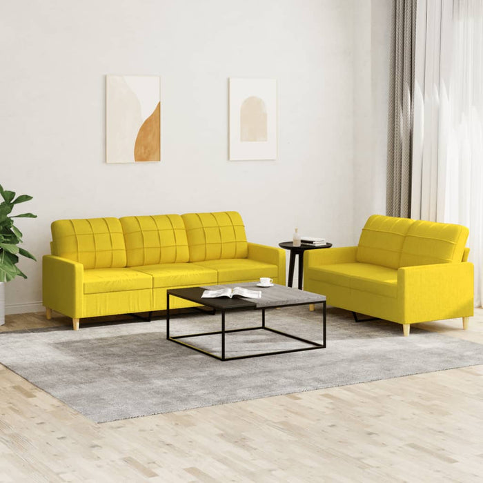 Set de canapele cu perne, 2 piese, galben deschis, textil - WALTI WALTI
