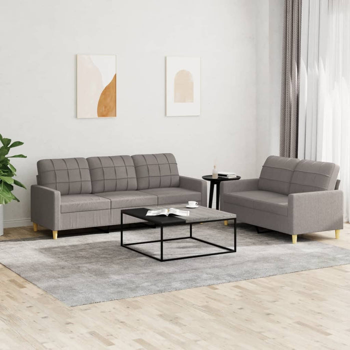 Set de canapea cu perne, 2 piese, gri taupe, material textil - WALTI WALTI