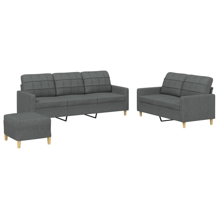 Set de canapele cu perne, 3 piese, gri închis, textil - WALTI WALTI