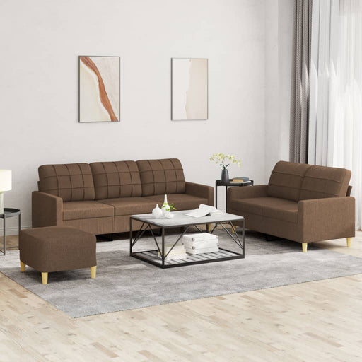Set de canapele cu perne, 3 piese, maro, textil - WALTI WALTI
