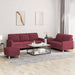 Set canapea cu perne, 3 piese, roșu vin, material textil - WALTI WALTI