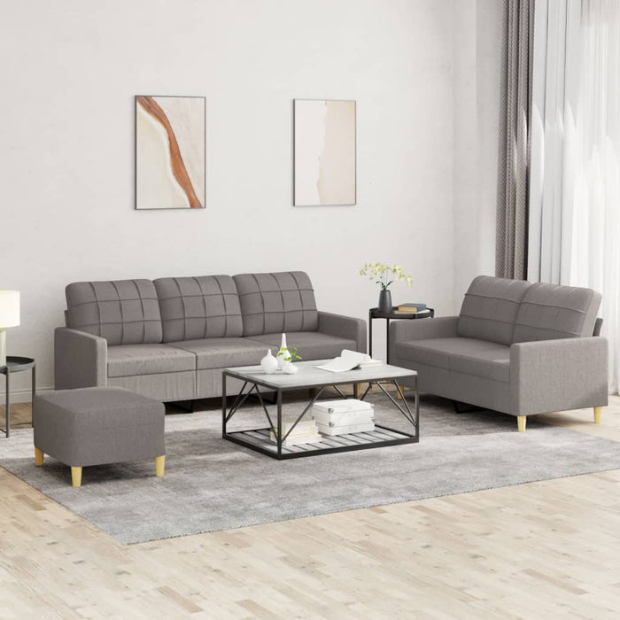 Set de canapea cu perne, 3 piese, gri taupe, material textil - WALTI WALTI