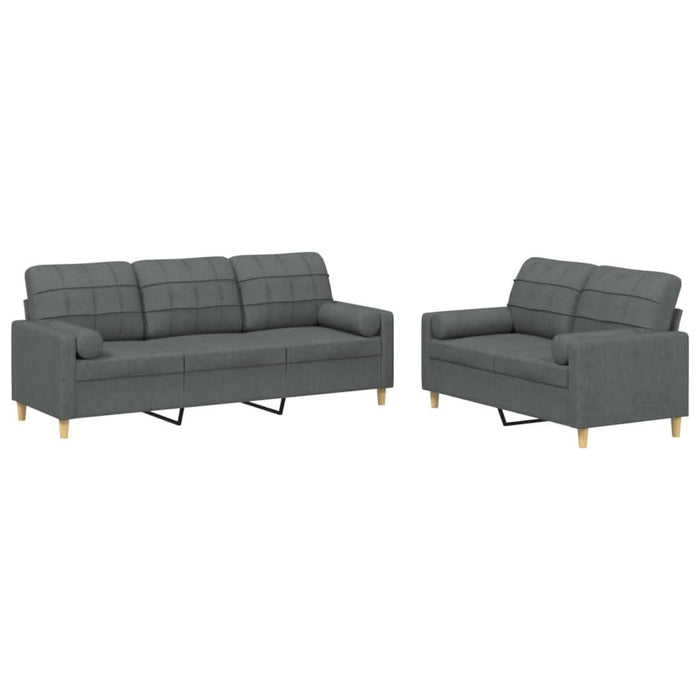 Set de canapele cu perne, 2 piese, gri închis, material textil - WALTI WALTI