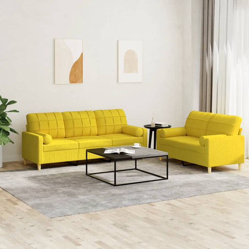 Set de canapele cu perne, 2 piese, galben deschis, textil - WALTI WALTI