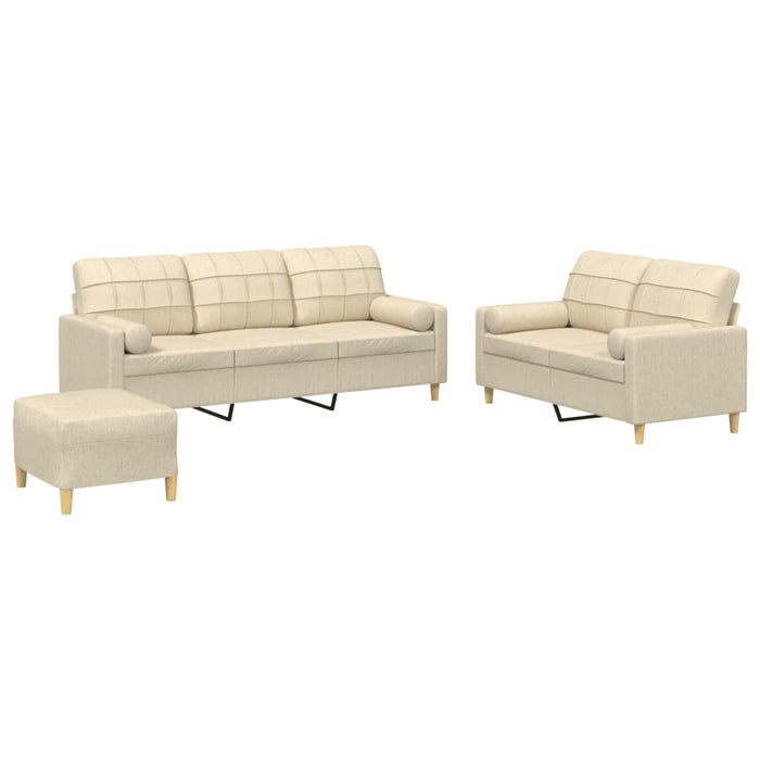 Set de canapele cu perne, 3 piese, crem, textil - WALTI WALTI