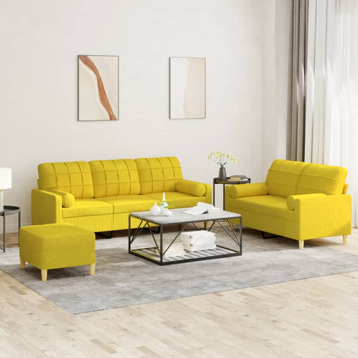 Set de canapele cu perne, 3 piese, galben deschis, textil - WALTI WALTI