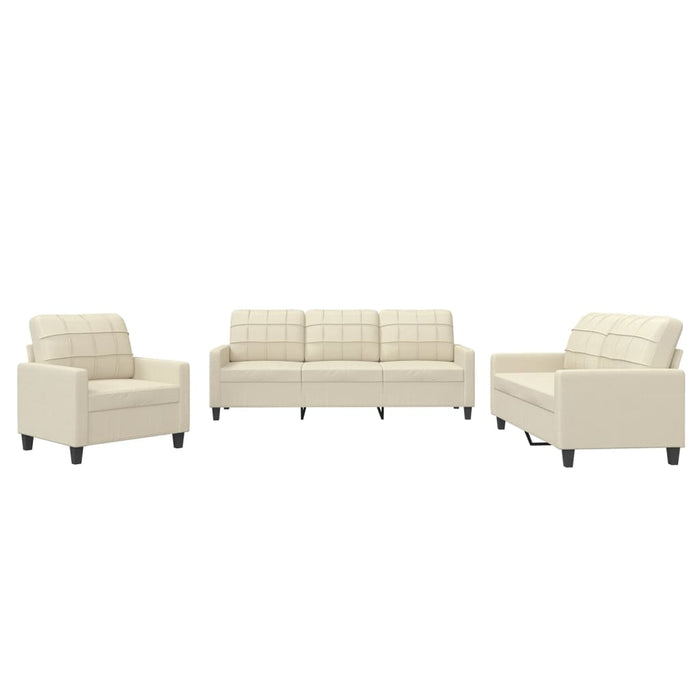 Set de canapele cu perne, 3 piese, crem, piele ecologică - WALTI WALTI