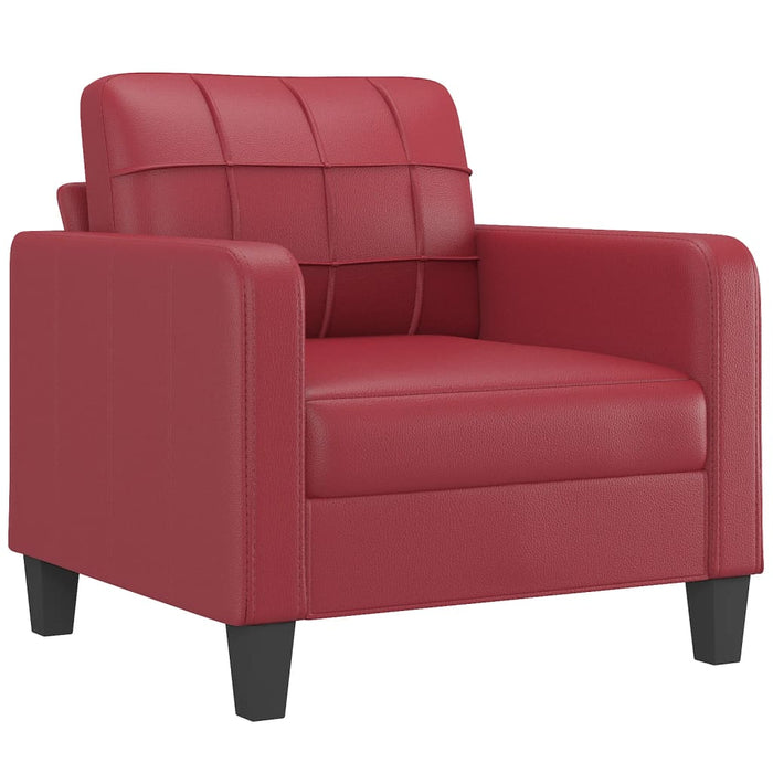 Set de canapele cu perne, 3 piese, roșu vin, piele ecologică - WALTI WALTI