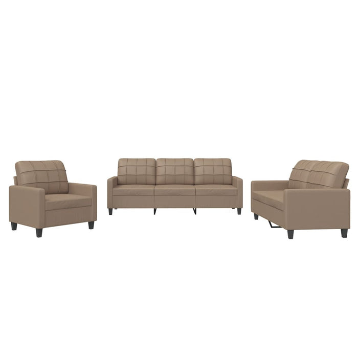 Set de canapele cu perne, 3 piese, cappuccino, piele ecologică - WALTI WALTI