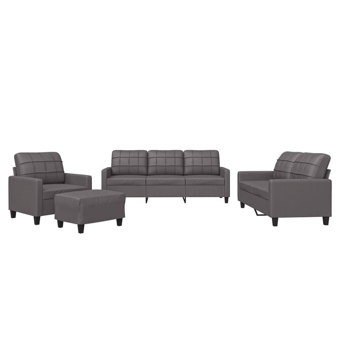 Set de canapele cu perne, 4 piese, gri, piele ecologică - WALTI WALTI
