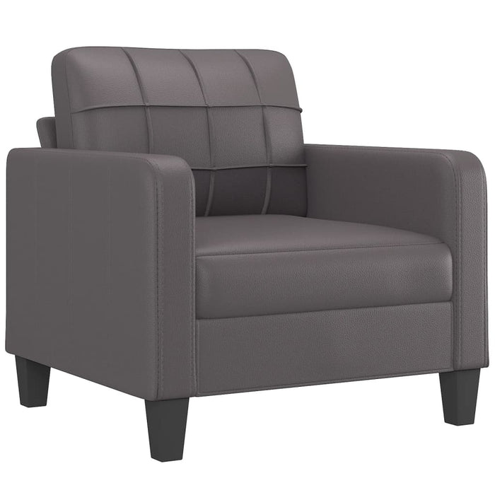 Set de canapele cu perne, 4 piese, gri, piele ecologică - WALTI WALTI