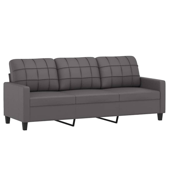Set de canapele cu perne, 4 piese, gri, piele ecologică - WALTI WALTI