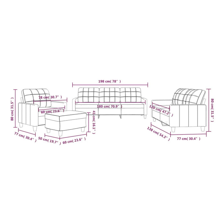 Set de canapele cu perne, 4 piese, cappuccino, piele ecologică - WALTI WALTI