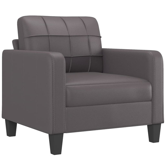 Set de canapele cu perne, 3 piese, gri, piele ecologică - WALTI WALTI