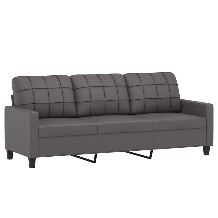 Set de canapele cu perne, 3 piese, gri, piele ecologică - WALTI WALTI