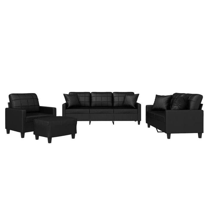Set de canapele cu perne, 4 piese, negru, piele ecologică - WALTI WALTI