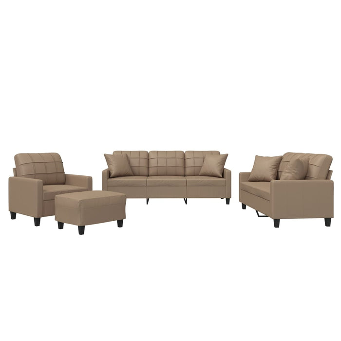Set de canapele cu perne, 4 piese, cappuccino, piele ecologică - WALTI WALTI