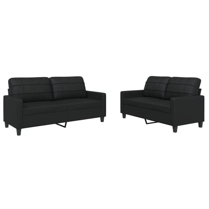 Set de canapele cu perne, 2 piese, negru, piele ecologică - WALTI WALTI