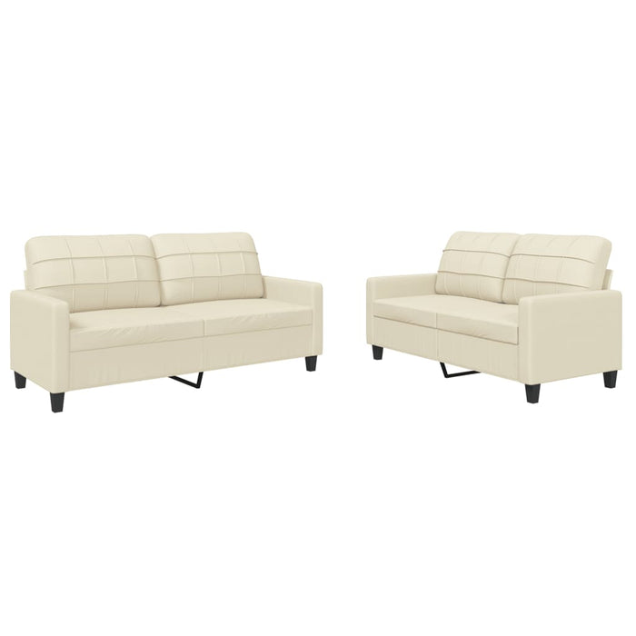 Set de canapele cu perne, 2 piese, crem, piele ecologică - WALTI WALTI