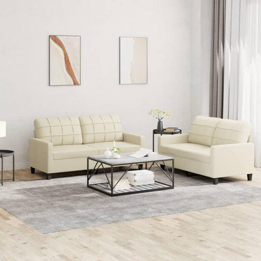 Set de canapele cu perne, 2 piese, crem, piele ecologică - WALTI WALTI