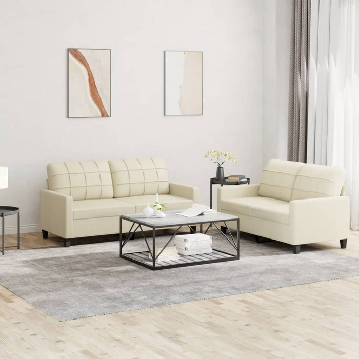 Set de canapele cu perne, 2 piese, crem, piele ecologică - WALTI WALTI
